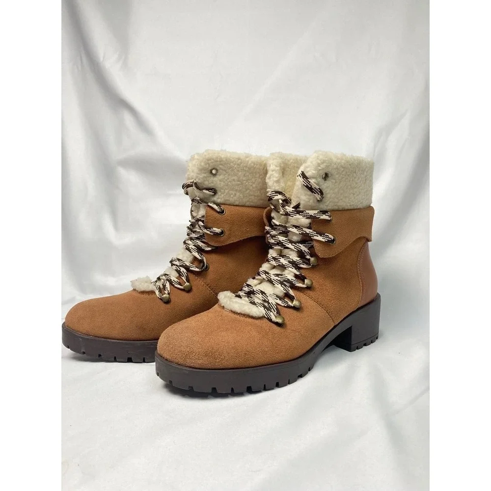 Skechers Brown Suede Lace Up‎ Hiking Snow Boots 8.5 - Picture 2 of 11